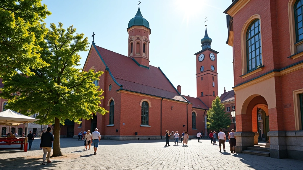 Šv. Onos bažnyčia su raudono molio tikslynu ir pėsčiųjų pasivaikščiojimo vieta